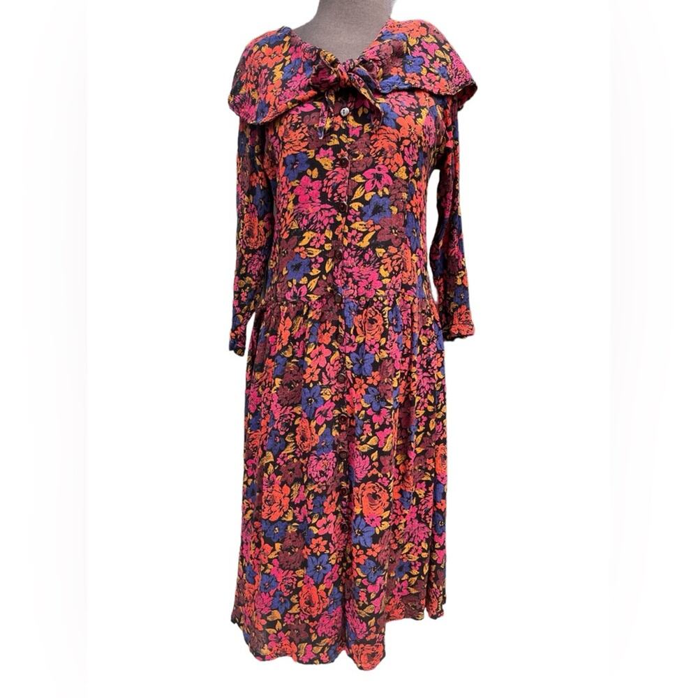 Vtg Shabby Chic Drop Waist Fairy Grunge Floral Romantic Dress S Boho Artsy